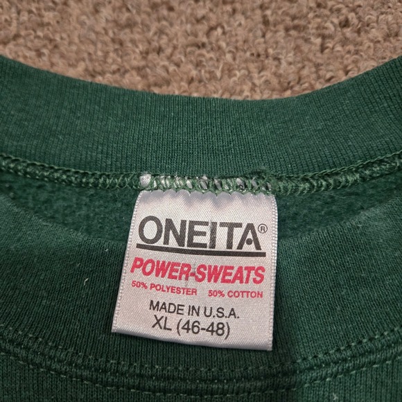 Vintage 90s Nature Wolf Sweatshirt Mens XL Embroidered Green Oneita Made in USA - Picture 3 of 6